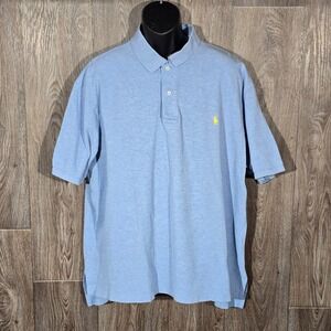 Polo Ralph Lauren Mens Big Tall 3XB Light Blue Short Sleeve Polo Shirt Pony Logo